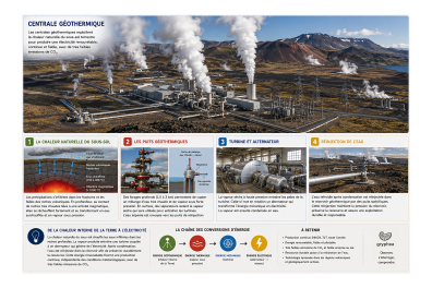 La production d'énergie dans une centrale géothermique